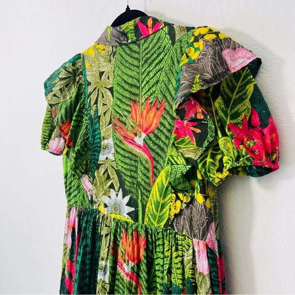 Palms Away Floral Tropical Resort Wear Dress Medium - Picture 10 of 13